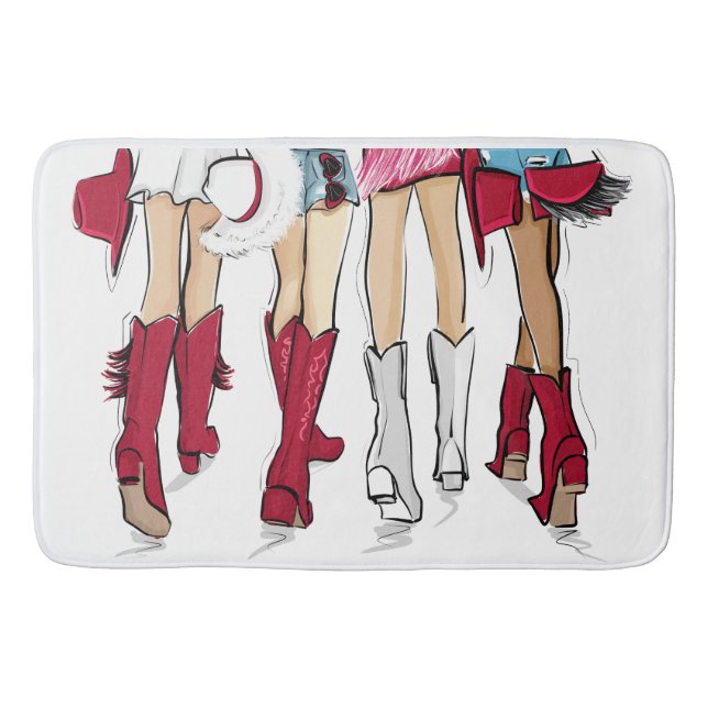 Tapis De Bain Alabama Dames Mode Cowboy Boot Rouge Blanc (Devant)