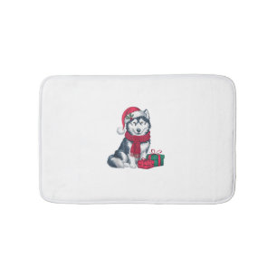 Tapis De Bain Alaskan Husky Chien vêtements de Noël Santa Hat Ch