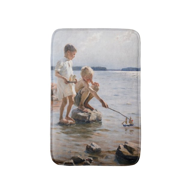 Tapis De Bain Albert Edelfeue - Les garçons jouent sur le rivage (Devant (Vertical))