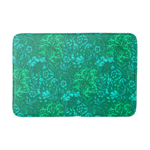 Tapis De Bain Algue de Nouveau d'art florale, turquoise et Aqua