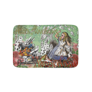 Tapis De Bain alice cartes d'aventure merveilleux chapeau lapin