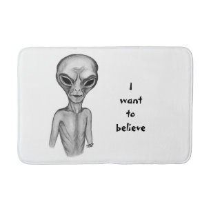Tapis De Bain Alien gris, je veux croire