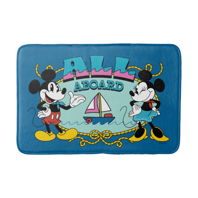 Tapis De Bain All Aboard Vintage Mickey & Minnie Sailor Graphic (Devant)