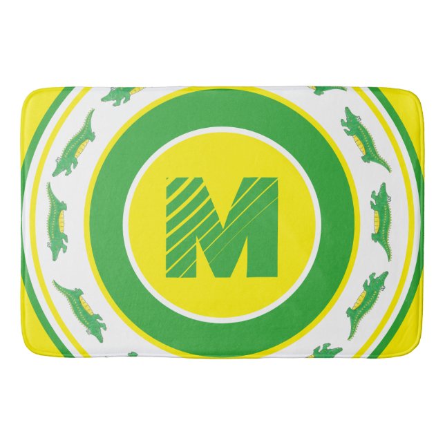 Tapis De Bain Alligator vert Crocodile Gator initial (Devant)