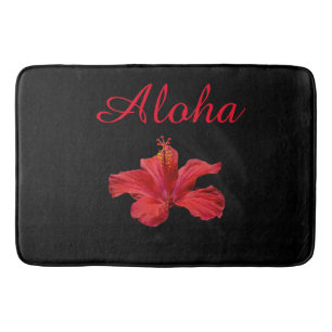 Tapis De Bain Aloha Bienvenue Fleur d'hibiscus tropicaux hawaïe