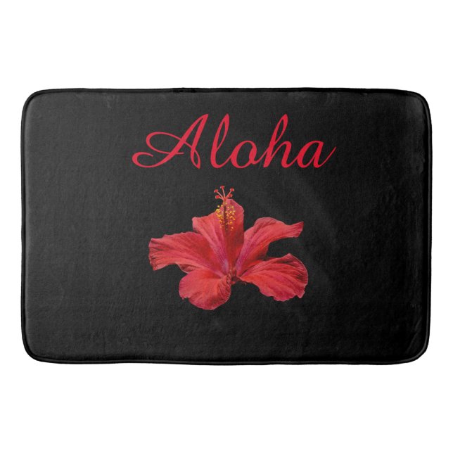 Tapis De Bain Aloha Bienvenue Fleur d'hibiscus tropicaux hawaïen (Devant)
