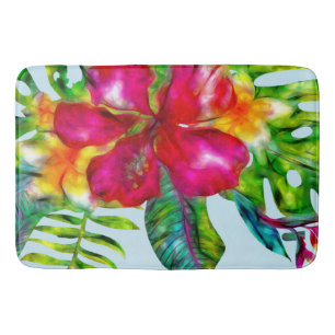 Tapis De Bain Aloha floral tropical de bruit électrique lumineux