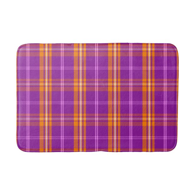 Tapis De Bain Aloha Patchwork Hawaiian Tropical Plaid - Violet (Devant)