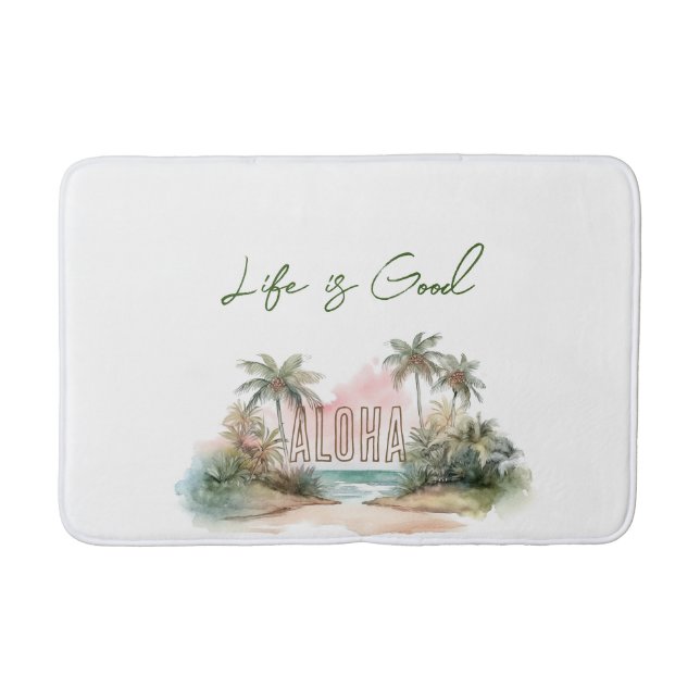 Tapis De Bain Aloha Plage tropicale Palmiers (Devant)