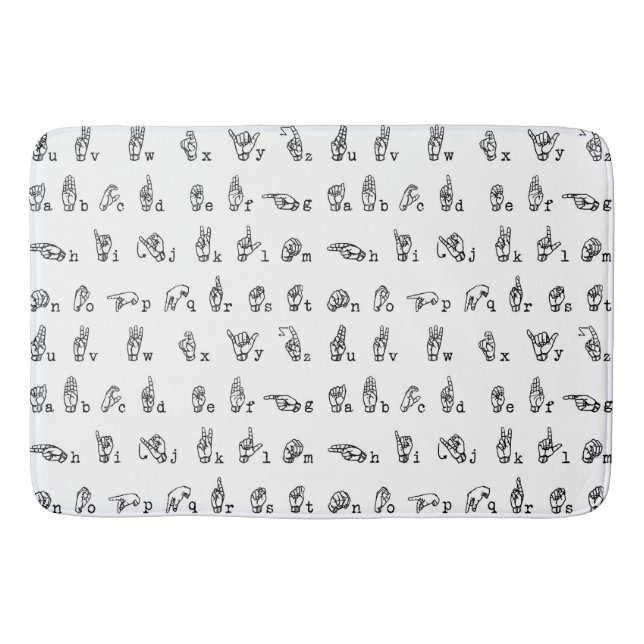 Tapis De Bain Alphabet de langue des signes américaine en noir (Devant)