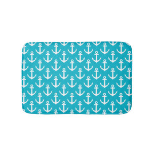 Tapis De Bain Amarrages d'ancre de bateau nautique Aqua imprimé 