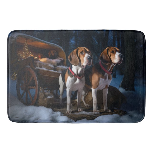 Tapis De Bain American English Foxhound Snowy Sleigh Noël (Devant)