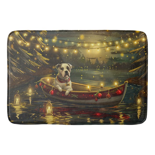 Tapis De Bain American Staffordshire Noël Festival Voyage (Devant)