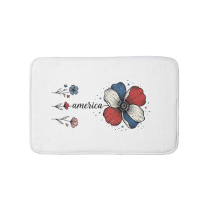 Tapis De Bain Amérique Floral Patriotique Vintage Vector Design_