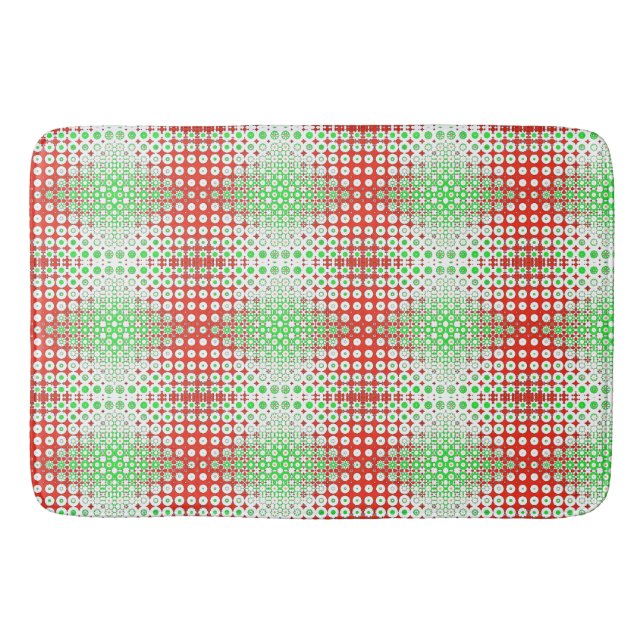 Tapis De Bain Amusant, funky rétro vert, rouge, jaune motif (Devant)