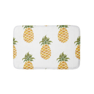 Tapis De Bain Ananas peint à la main, arrière - plan aquarelle.