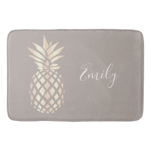 Tapis De Bain Ananas rose et gris d'or d'en cuivre assez éléga