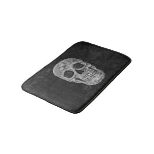 Tapis De Bain Ancien Grunge Gothique Crâne Texture Noire Et Bla