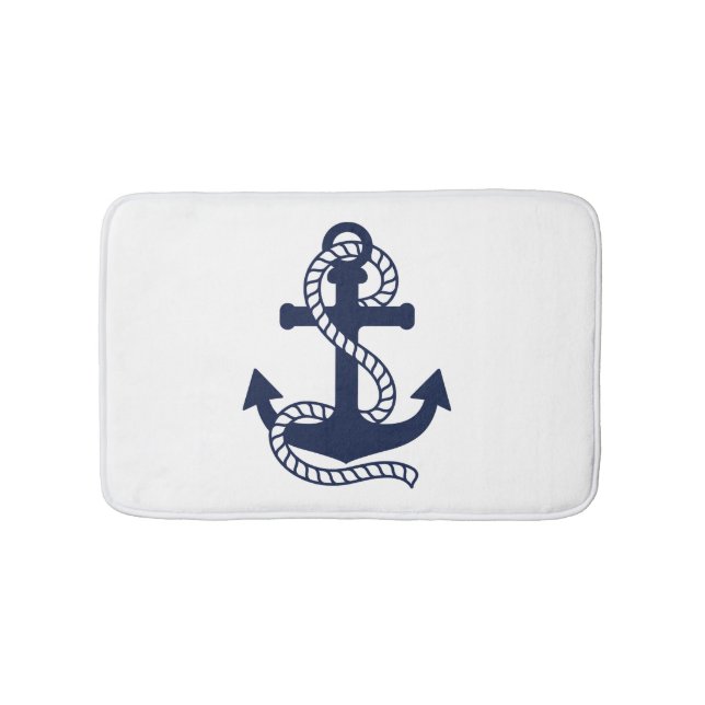 Tapis De Bain Ancre bleue marine {choisissez votre couleur} (Devant)