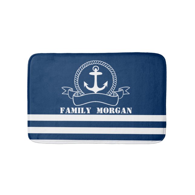 Tapis De Bain Ancre marine Bleu rayé (Devant)