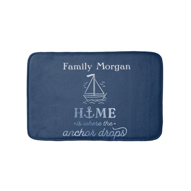Tapis De Bain Ancre nautique Marine Blue (Devant)