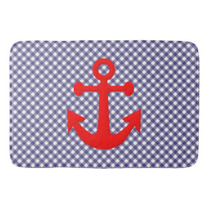 Tapis De Bain Ancre rouge cool sur À damiers Motif en vichy