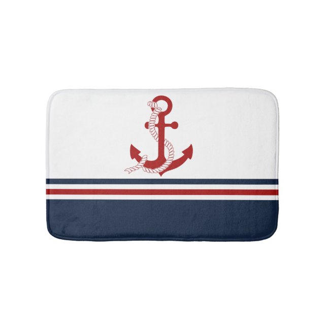 Tapis De Bain Ancre rouge marine Rouge Blanc Blanc Blanc Bleu ra (Devant)