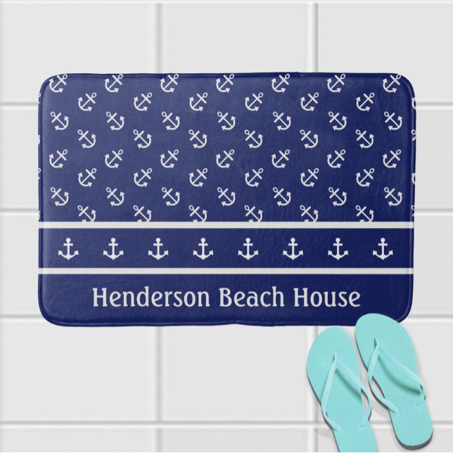 Tapis De Bain Ancres nautiques sur la marine (Créateur téléchargé)
