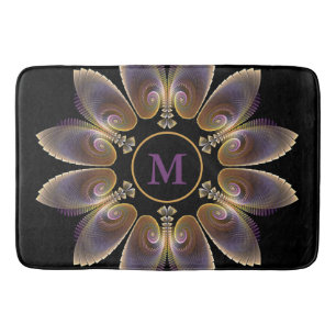 Tapis De Bain Ange Abstraite ailes Mandala Monogramme fractal