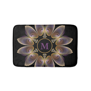 Tapis De Bain Ange Abstraite ailes Mandala Monogramme fractal