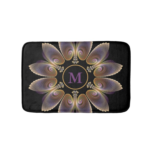 Tapis De Bain Ange Abstraite ailes Mandala Monogramme fractal (Devant)