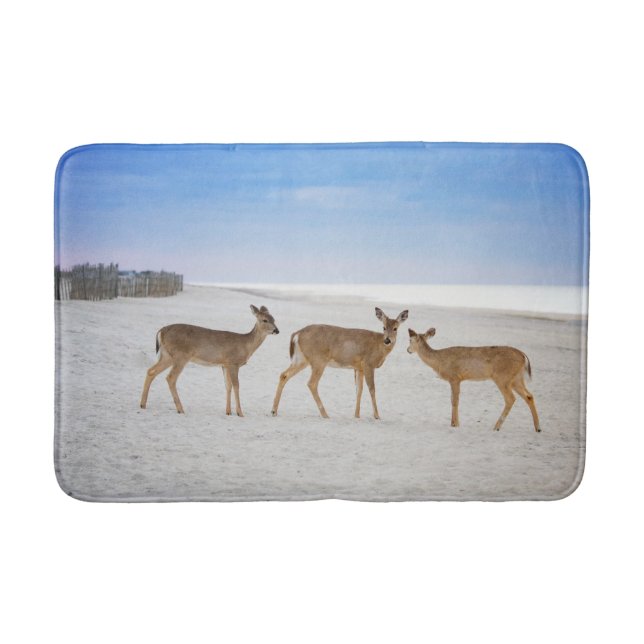 Tapis De Bain Animaux de bébés cutest | Cerfs sur la plage (Devant)