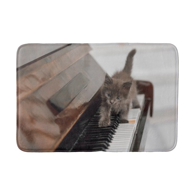 Tapis De Bain Animaux de bébés cutest | Kitten sur piano (Devant)