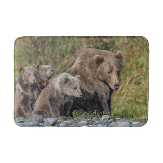 Tapis De Bain Animaux de bébés cutest | Kodiak Mama Bear & Cubs (Devant)