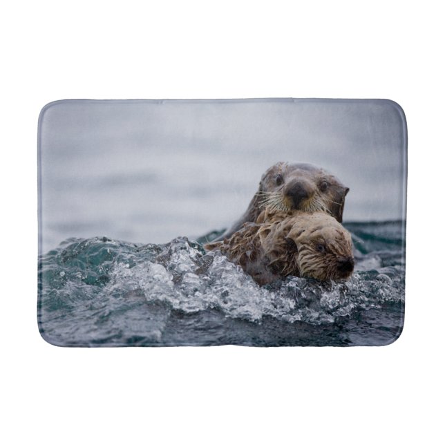 Tapis De Bain Animaux de bébés cutest | Otter Baby & Mère (Devant)