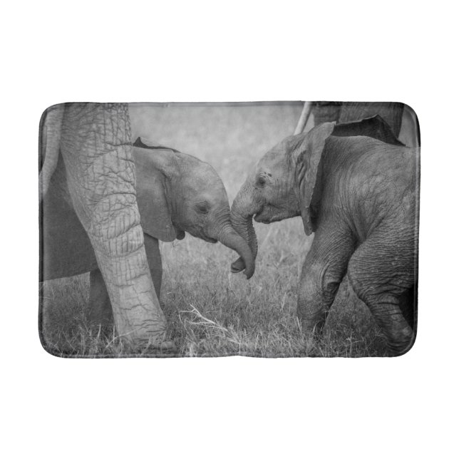 Tapis De Bain Animaux de bébés cutest | Salutation des éléphants (Devant)