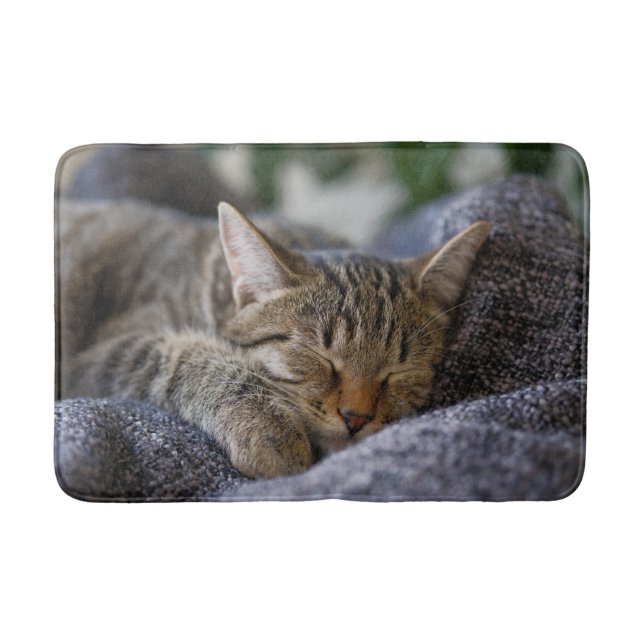 Tapis De Bain Animaux de bébés cutest | Tabby Kitten Sommeil (Devant)