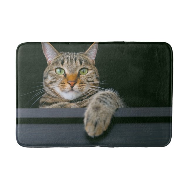 Tapis De Bain Animaux de bébés cutest | Tête de chat gris Tabby (Devant)