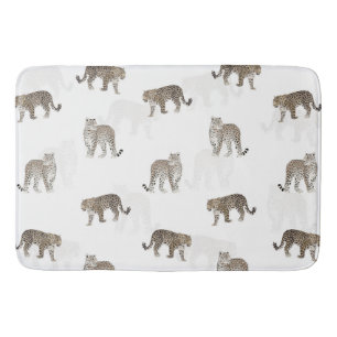 Tapis De Bain Animaux de la jungle du léopard blanc moderne