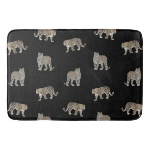 Tapis De Bain Animaux de la jungle léopard doré noir moderne