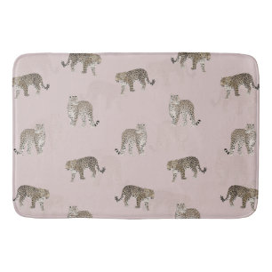 Tapis De Bain Animaux de la jungle léopard rose moderne