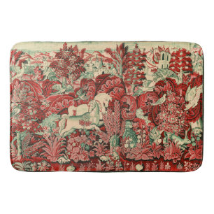 Tapis De Bain ANIMAUX D'IMAGINAIRE, CHEVAUX, BOIS Rouge Vert Flo