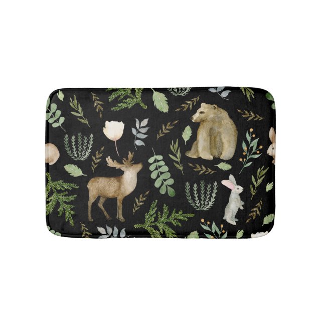 Tapis De Bain Animaux mignons : Aquarelle Tirée À La Main. (Devant)