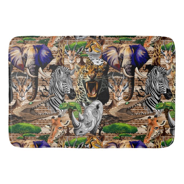 Tapis De Bain Animaux sauvages de la Savane africaine (Devant)
