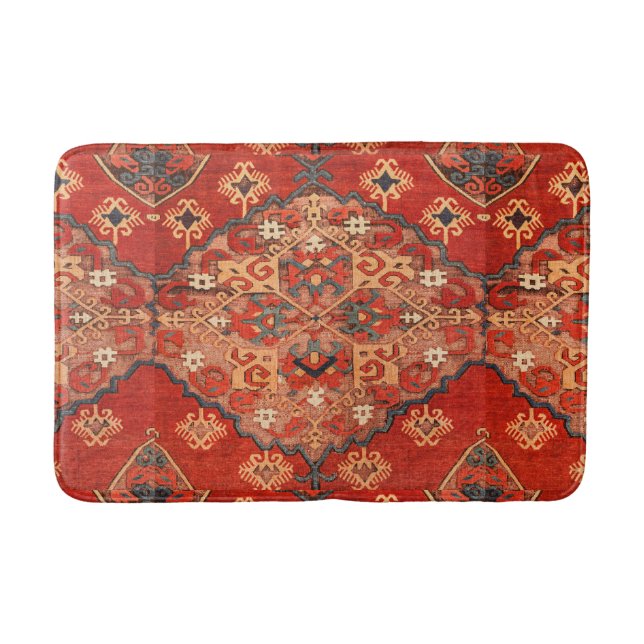 Tapis De Bain Antique Oriental rouge orange Dhurrie Kilim Rug (Devant)