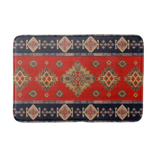 Tapis De Bain Antique Vintage Or Jaune Onyx Rouge Kilim Turque