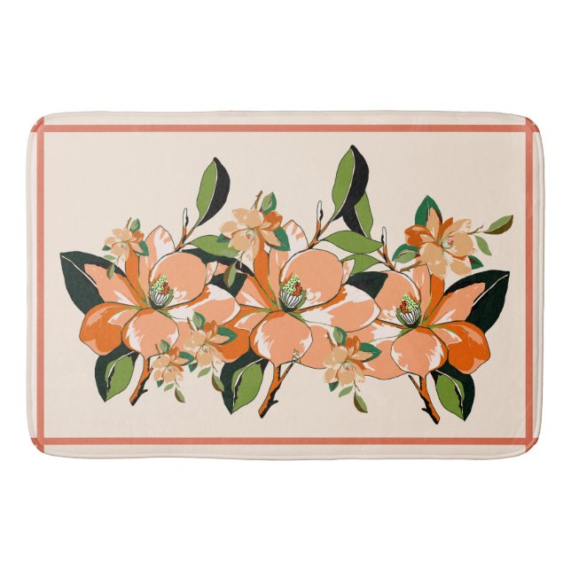 Tapis De Bain Apricot Azalea sur la crème (Devant)