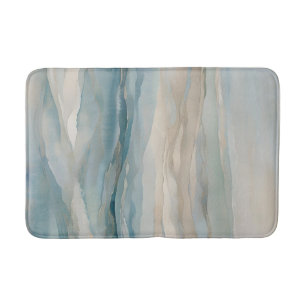 Tapis De Bain Aqua Blue Beige Turquoise Cream Abstrait Motif d'o
