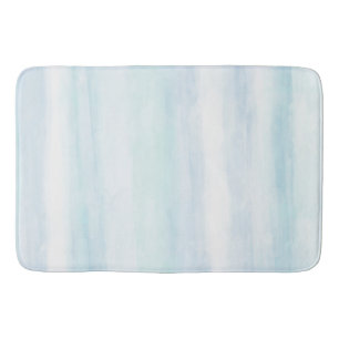 Tapis De Bain Aqua Blue Mint White Aquarelle rayures