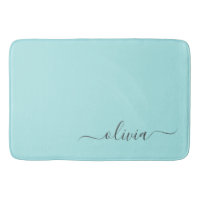 Aqua Blue Turquoise Moderne Script Girl Monogramme